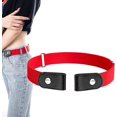 thumbnail image 2 of Cinturón elástico para mujer, cinturón sin hebilla de 100 cm, cinturón mágico para hombre para pantalones vaqueros, faldas, elástico ajustable, rojo, 2 of 4