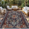 thumbnail image 2 of 4' x 6' Outdoor Rug, Retro Boho Outdoor Washable Rug Large Floor Carpet, Rustic Flowers Modern Geometric Abstract Art Non Shedding Area Rug for Outside Patio RV Porch Deck Balcony Camping Living Room, 2 of 9