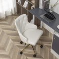 thumbnail image 5 of Adjustable PU Leather White Tufted Leisure Chrome Nail Head Trim Upholstery Home Office Chair, 5 of 8