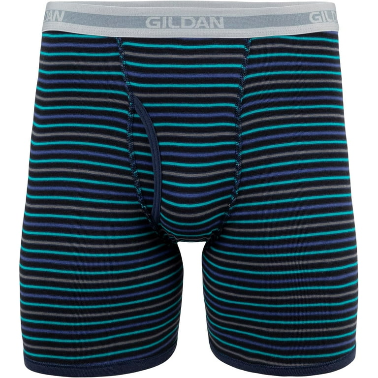 Gildan Adult Men's Performance Cotton Regular Leg Blue Boxer Briefs,  3-Pack, Sizes S-2XL