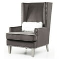 thumbnail image 2 of Wilshire Dark Gray High back Velvet Accent Chair with Faux Fur Pillow, 2 of 5