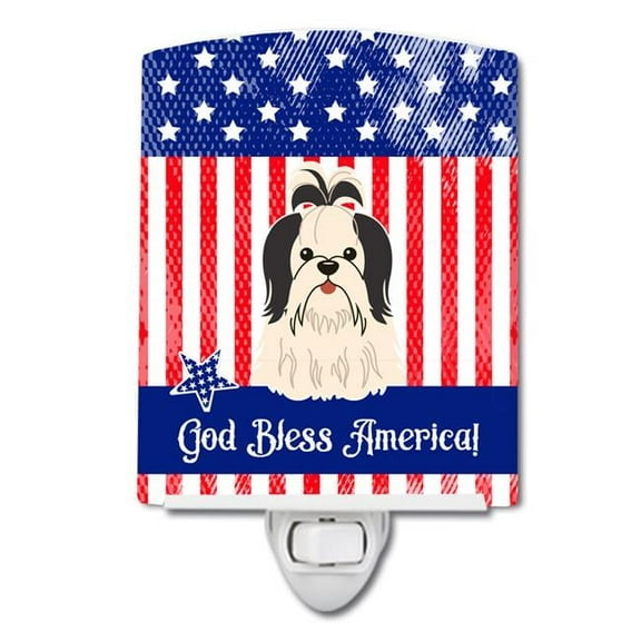 Caroline's Treasures BB3083CNL PatrioticShih Tzu Black White Ceramic Night Light, 6x4x3", multicolor