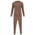 thumbnail image 4 of Tweang Thermal Pajamas for Women Women Long Johns Thermal Set Womens Long Johns Thermal Sets Thermal Underwear Cold Weather Top Bottom Underwear Set Coffee L-3XL, 4 of 6