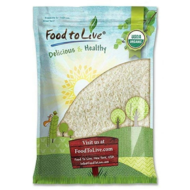 Organic Jasmine Rice, 5 Pounds Raw White Rice, Whole Grain, NonGMO