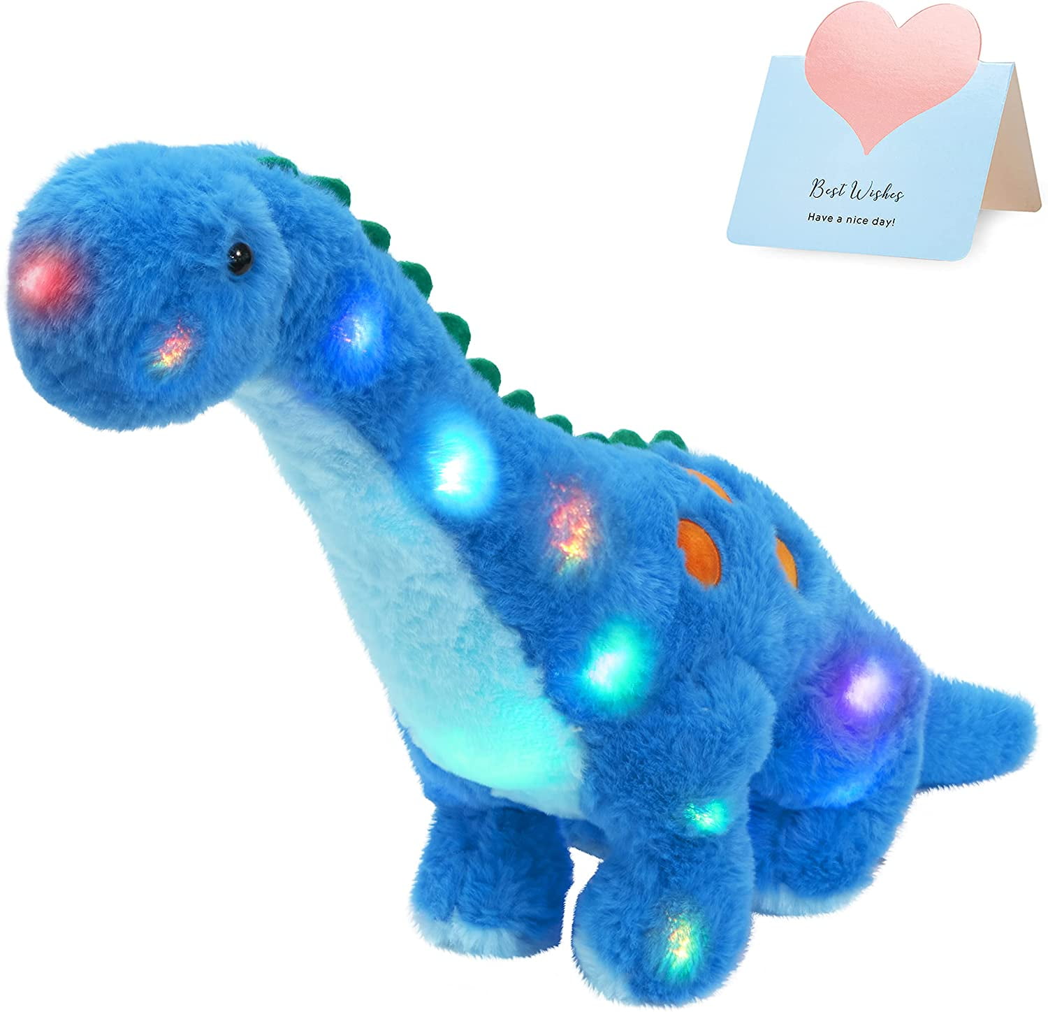 IYEFENG LED Musical Dinosaur Stuffed Diplodocus Animal Floppy Singing