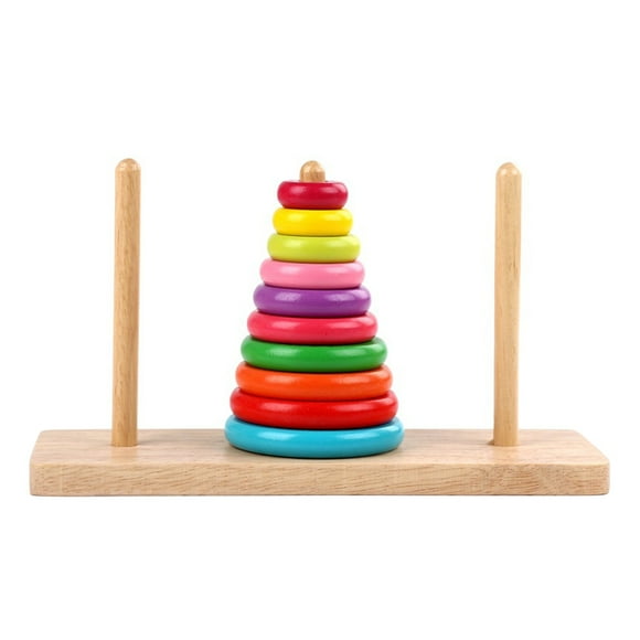 EeaseMX 1 juego de torre de madera apilable de Hanoi para niños, juguete educativo de torre de Hanoi apilable.