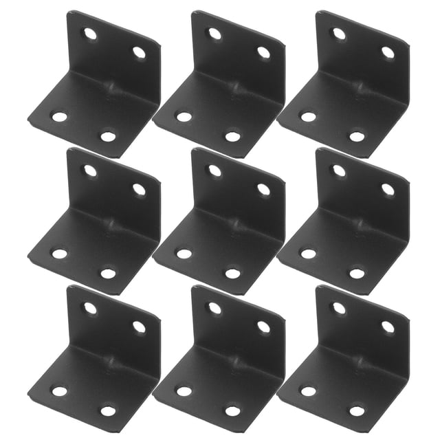 OULII 10Pcs Black Stainless Steel Shelf Bracket Small Right Angle Bracket for Home Use