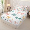 thumbnail image 2 of Homewish Colorful Ribbon Bow Kids Zipper Twin Comforter Sets with Fitted Sheet and 2 Pillowcases,Watercolor Cute Bowknot Zipper Bedding Set For Girls,Reversible,4-Piece, 2 of 7