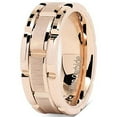 thumbnail image 4 of Wedding Rings for Men. 8mm Rose Gold Brick Pattern Tungsten Wedding Band, 4 of 6