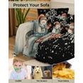 thumbnail image 4 of Black Christmas Sofa Covers for 3 Cushion Couch, Washable Sectional & L Shape Couch Covers for Dogs/Cats/Kids, Xmas Snowman Snowflake Vintage Non Slip Sofa Slipcover Futon Cover 71''x150'', 4 of 8