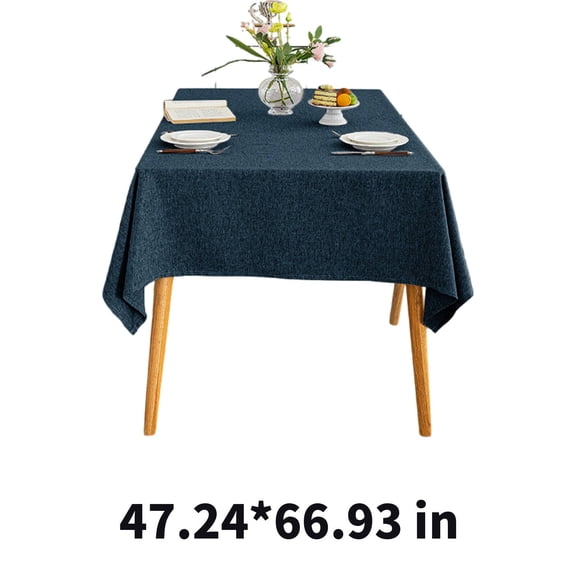 AUQ 2026 New Table Cloth Refined Cotton Linen Rectangle Tablecloth,Waterproof Tablecloth for Seasonal Dining,Navy Blue,47*67Inch