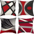 thumbnail image 1 of Juego de 4 fundas de cojín decorativas para sofá, dormitorio, sofá, silla, coche, cama y jardín, 45 x 45 cm (abstracto, rojo y negro), 1 of 5
