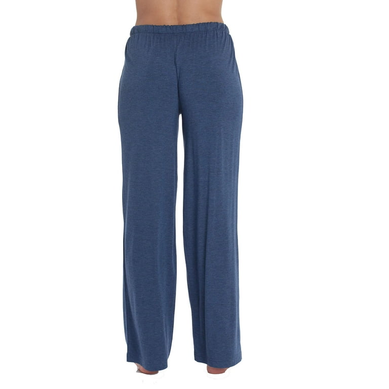 followme Ultra Soft Solid Stretch Jersey Pajama Pants for Women (Navy with  Cream, Small) 