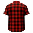 thumbnail image 4 of Mens Casual Plaid Shirts Button Down Stand-up Collar Short Sleeve Blouse Beach Vacation Tops with Pocket, 4 of 6