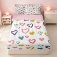 thumbnail image 2 of Erosebridal Kawaii Hearts Print Zipper Twin Comforter Sets with Fitted Sheet and 2 Pillowcases, Love Theme Zipper Bedding Set, Pink Reversible, 2 of 7