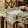 thumbnail image 3 of Table Runner Dresser Scarves Christmas Red Poinsettia Flower Cotton Linen Burlap Table Cover Holly Gold Leaves on Burlap Table Runners for Family Kitchen Dining Holiday Party Banquet Decor, 3 of 5