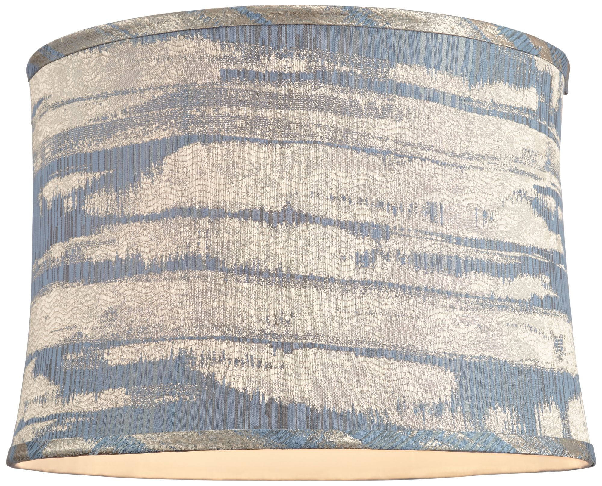 Springcrest Blue W Silver Weave Print Drum Lamp Shade 15x16x11 Springcrest Blue W Silver Weave Print Drum Lamp Shade 15x16x11 Spider