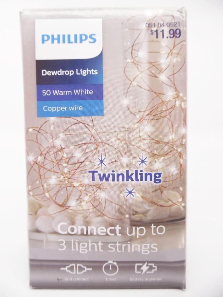 Philips Battery Operated Dewdrop LED String Light Warm White