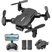 KIDOMO F01 Foldable Mini Drone, W/ 1080P HD, LED, WI-Fi, 120° Wide-Angle, for Beginners, Best Kids Present Gifts, Black (Batteries 2pcs)