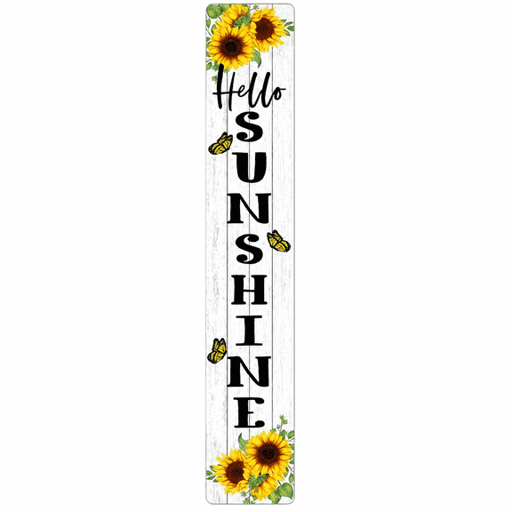Rustic Farmhouse Hello Sunshine Porch Sign Vertical Sunflower Porch Sign Farmhouse Summer Sign Sunflowers Wall Decor for Front Door Farmhouse Welcome Porch Decor Sign 4x16 Inches