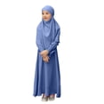 thumbnail image 1 of RXMEKW Ensemble de Robe Musulmane avec Châle pour Filles Manches Longues Col Rond Robe à Volants Tenue 2 Pcs Rose, 1 of 8