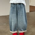 thumbnail image 4 of Kids Girls Baggy Jeans Elastic High Waist Blue Wide-Leg Palazzo Denim Pants Pants for Girls Trendy Jeans 3-4 Years, 4 of 6