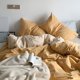 thumbnail image 5 of Juego de cama de 4 piezas de algodón lavado con estampado de queso a la parrilla (180 x 220 cm). Sábanas suaves y transpirables para mayor comodidad en dormit Rkxzt, 5 of 6
