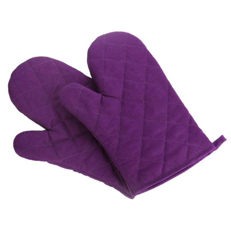 1 Pair Short Oven Mitts, Heat Resistant Silicone Kitchen Mini Oven Mitts for 500 Degrees, Non-Slip Grip Surfaces Gloves, Size: One size, Purple