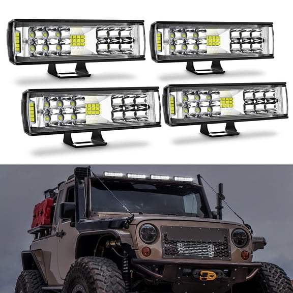 AUTOXBERT 4 Pack 6'' Side Shooter LED Pods Light Bar 60W Combo Beam Off Road Work Lights