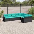thumbnail image 1 of vidaXL 9 Piece Garden Sofa Set with Cushions Black Poly Rattan, 1 of 5