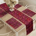 thumbnail image 2 of Ambesonne Paisley Table Runner & Placemats, Rhythmic Drop Shaped Motifs, Placemat 4 pcs + Runner 12"x90", Dark Maroon Pastel Pink, 2 of 2