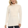 thumbnail image 6 of felwors Shirts for Women Cotton Turtleneck Breastfeeding Tees Long Sleeve Maternity Top Comfort Pregnancy Blouse 2025 Beige, S, 6 of 7