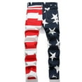 thumbnail image 2 of Jeans Men Trendy Flag Printed Slim Fit Comfortable Stretchy Denim Jeans Skinny Straight Leg Relaxed Fit Pants for Men, 2 of 8