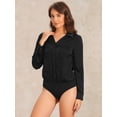 thumbnail image 4 of DARING DIVA Bodysuit Button Down Shirt Casual Tops L Black, 4 of 6