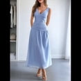 thumbnail image 4 of Vestido Informal de Verano Sin Mangas para Mujer, con Escote en V, Arrugas y Espalda Descubierta, para Fiesta Azul S, 4 of 7