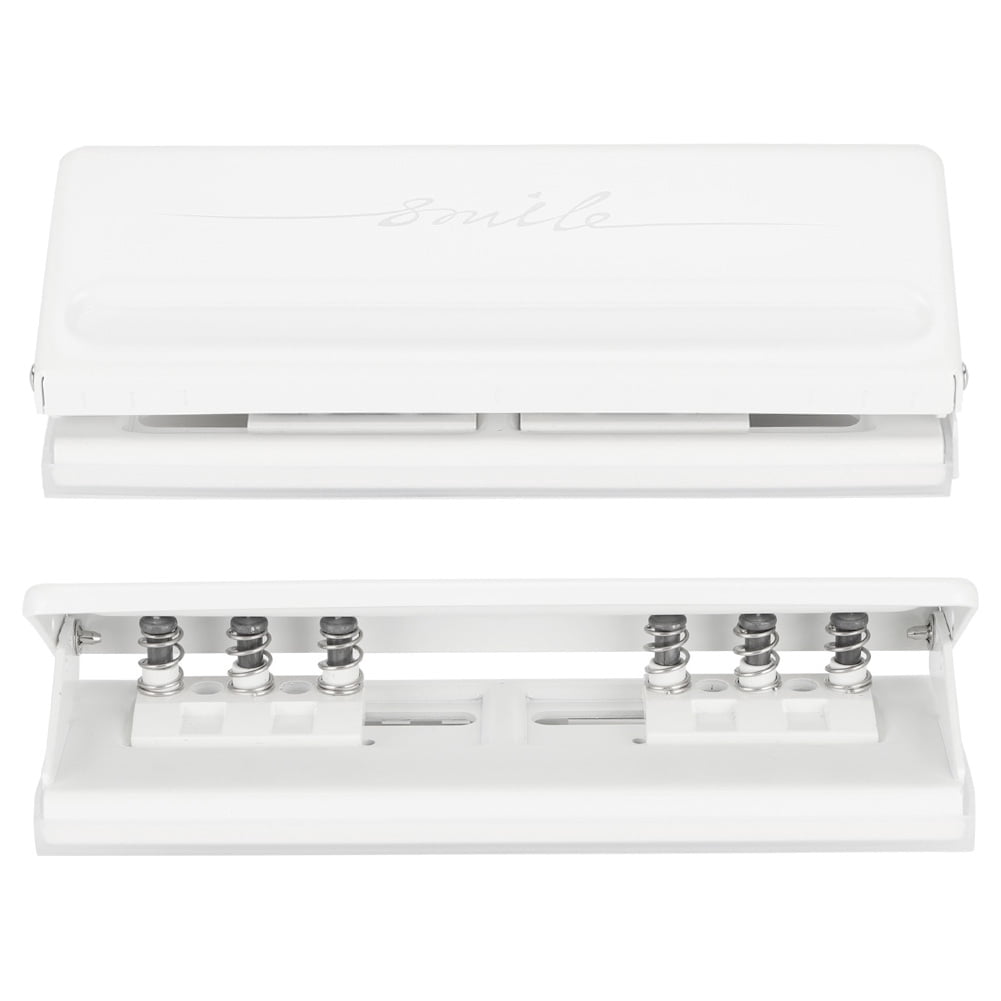White Hole Puncher For Mini Pocket Compatibility, Die-cut Two Pages At Once, Non-slip Bottom Pad Ensures Stability During Use, Pitch Increases Or Decreases By 19mm Per Move