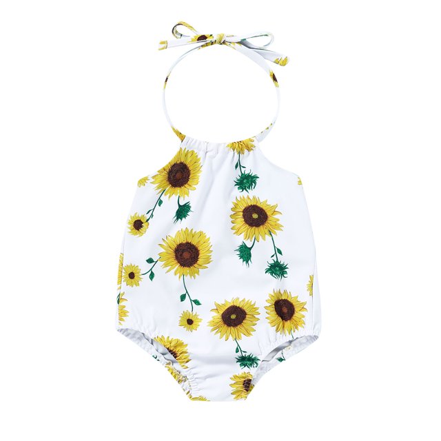 Kmbangi Tie-up Flower/Lemon/Leopard/Flamingo/Leaf Print Halter Swimsuit