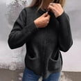 thumbnail image 7 of Stichou Women's Zipper Knitted Jacket Zip Up Sweaters Long Sleeve Casual Loose Outwear with Pockets Black 2XL, 7 of 7