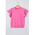 thumbnail image 2 of Sachet Pink Ruffle Short Sleeve Sweater for Women – Casual Summer Knit Top, XL, 2 of 11