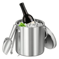 NewHome 3L Double-Wall Stainless Steel Ice Bucket with Lid, Scoop & Strainer – Insulated Ice Holder for Parties, Wine, Beer & Cocktails
