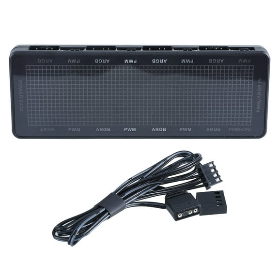 Multiple Port ARGB PWM Fan Controller Hub with SATAs Power and Remote for Desktop Cooling