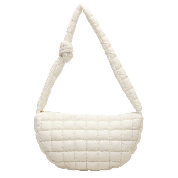 Bolso Hobo Bandolera Hinchado para Mujer Bolso Compras Con Bandolera Acolchado Con Burbujas (blanco)