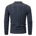 thumbnail image 3 of TFEOQRY Men's Mock Neck Cable Knit Sweater Long Sleeve Textured Casual Pullover Fall Winter Warm Top Dark Gray, 3 of 8