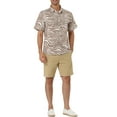 thumbnail image 3 of MODA NOVA Big & Tall Men's Short Sleeve Printed Button Front Beach Hawaiian Shirt Brown and White 38, 3 of 7