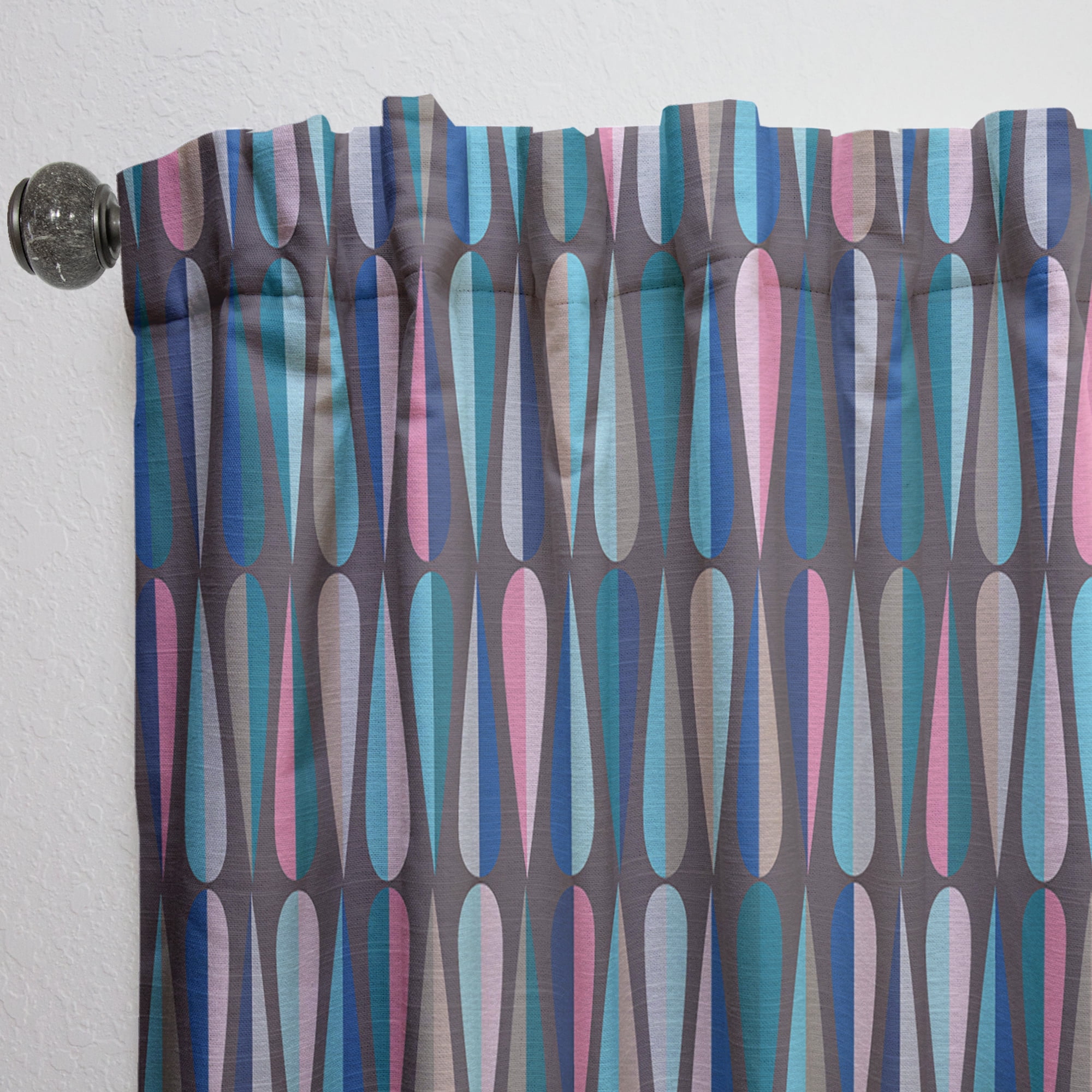 Designart 'Abstract Retro Drops VIII' Mid-Century Modern Curtain Panel