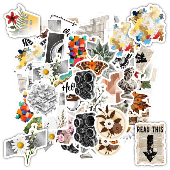 35pcs Artistic Stickers Stationery Retro Decals Animal Stickers for Laptops Notebooks Phone Cases