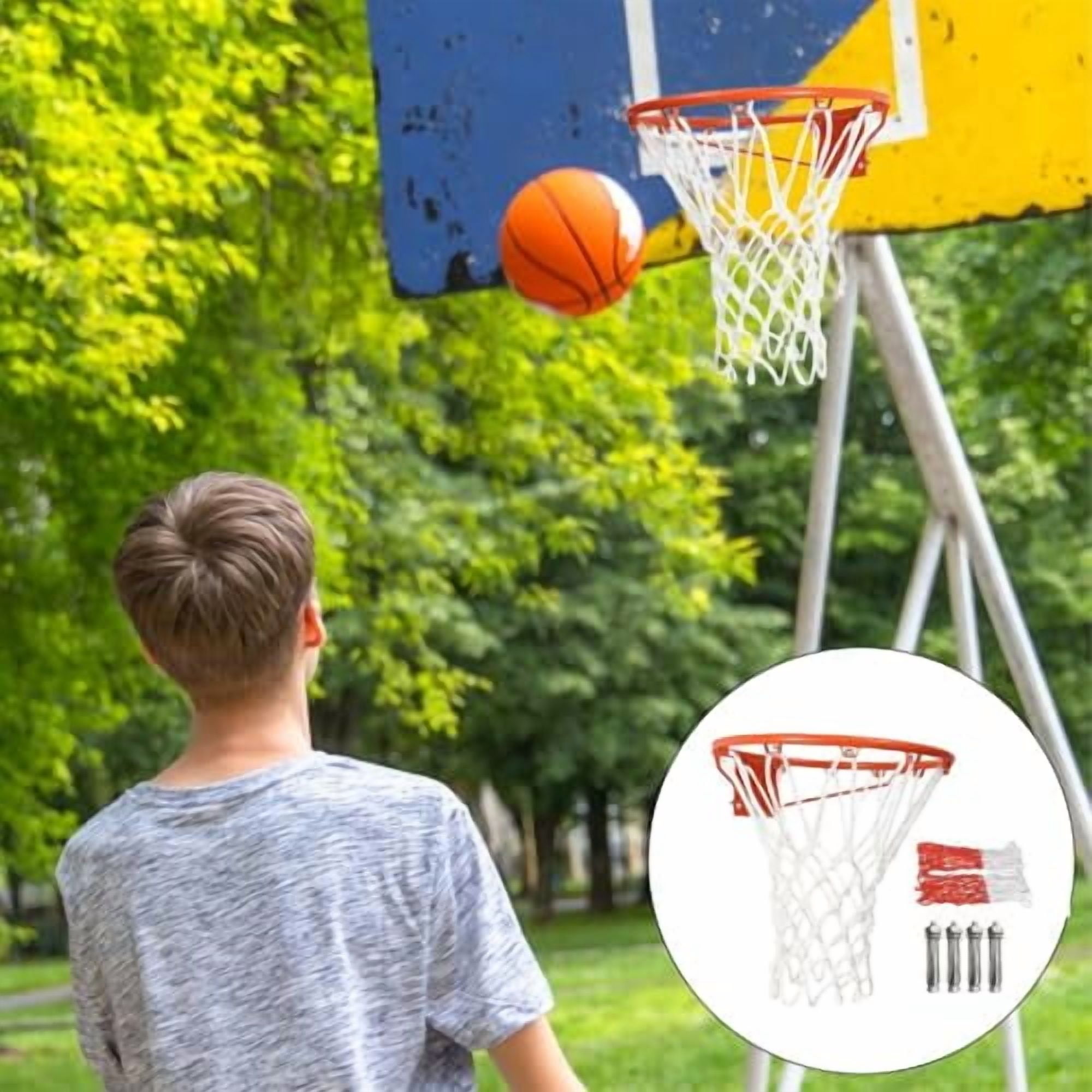 Basketball Rim, Basketball Rim Replacement, Wall Door Mounted Basketball Hoop, Breakaway Rim and Net for Ground & Wall-Mounted Basketball Hoops, Indoor/Outdoor