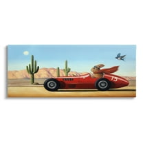 Stupell Industries Race Car Bunny Driving Desert Canyon Painting Gallery Wrapped Canvas Print Wall Art, Design by Lucia Heffernan