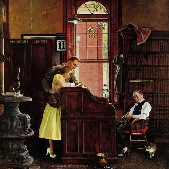 Marmont Hill "Marriage License" by Norman Rockwell Painting Print on Canvas