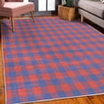 thumbnail image 3 of Plaid Decorative Rug, Lumberjack Fashion Buffalo Checks Pattern Retro Style Grid Composition, Quality Carpet for Bedroom Dorm and Living Room, 6 Sizes, Vermilion and Sea Blue, by Ambesonne, 3 of 4